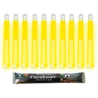 Cyalume Barra de luz amarilla militar ChemLight Lightsticks 15cm- Luz Sticks muy brillantes con duración de 12 horas…
